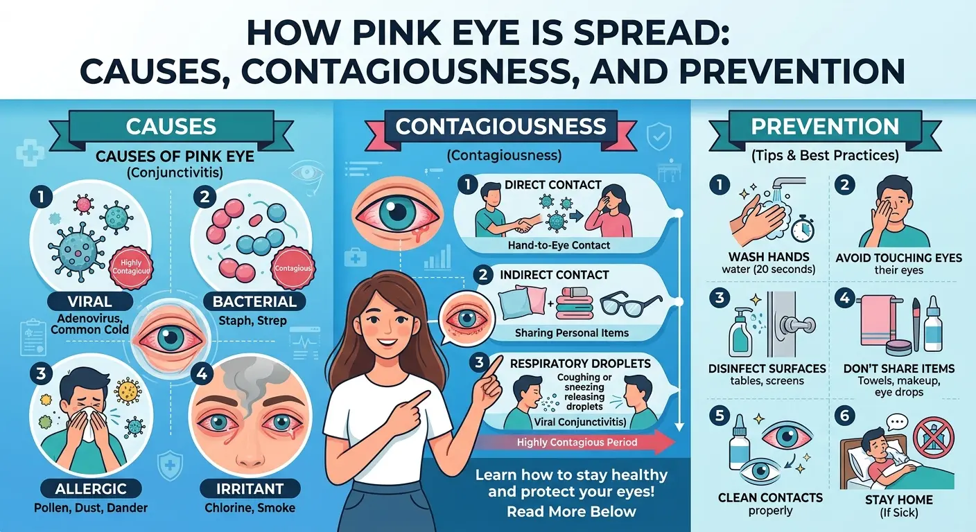 How Is Pink Eye Spread? Causes, Contagiousness, and Prevention